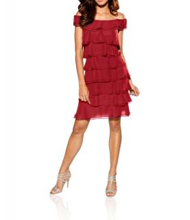 Designer-Volantkleid rot