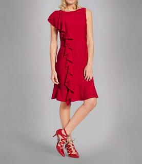 Designer-Volantkleid rot