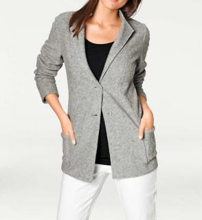 Designer-Walkwollblazer grau-melange