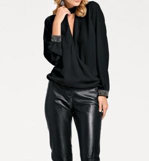 Designer-Wickelbluse schwarz