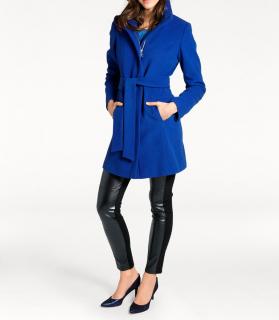 Designer-Wolljacke mit Gürtel royalblau