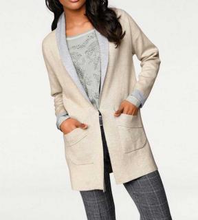 Doubleface-Strickjacke sand-grau