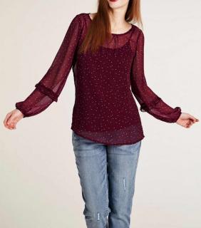 Druckbluse + Top bordeaux