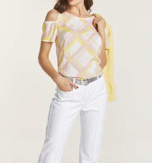 Druckbluse mit Cut-Outs bunt