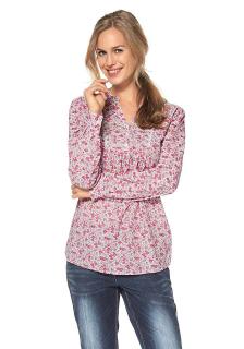 Druckbluse mit Stickerei rosa-bunt