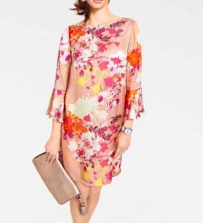 Druckkleid apricot-bunt