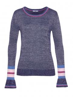 Feinstrickpullover marine-silberfarben