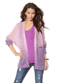 Flausch-Strickjacke fuchsia