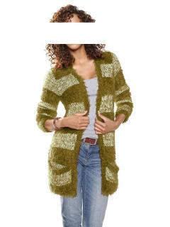 Flausch-Strickjacke oliv Gr. 38