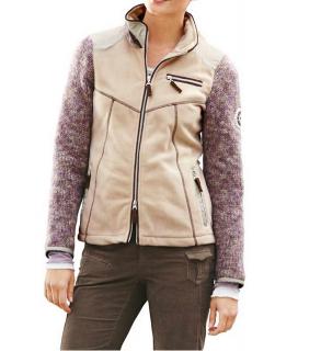 Fleece-Strickjacke sand-rosa