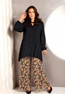 Georgette-Hose schwarz-bunt