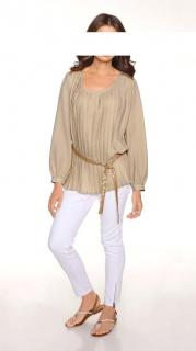 Georgettebluse mit Pailletten beige Größe 40