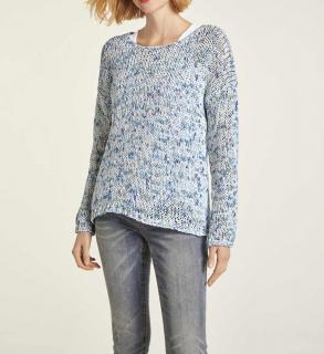 Grobstrickpullover blau-bunt