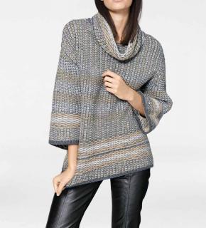 Grobstrickpullover grau-sand