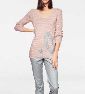 Grobstrickpullover mit Pailletten rosé