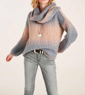 Grobstrickpullover rosé-grau