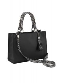 Handtasche mitAnimal-Print schwarz