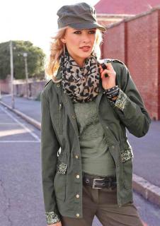 Jacke mit Pailletten khaki