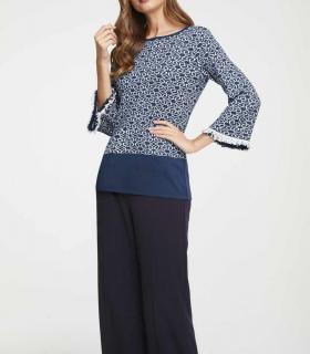 Jacquard-Pullover blau-weiß