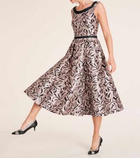 Jacquardkleid rosé-schwarz