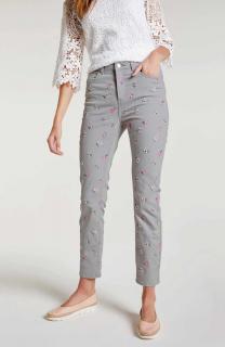 Jeans mit Stickerei grau-bunt