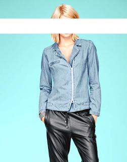 Jeansbluse mit Zipper blue denim