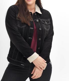 Jeansjacke mit Teddy-Webpelz black Denim