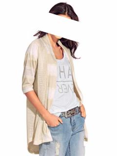 Jersey-Strick-Jacke sand-ecru