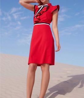 Jerseykleid mit Volants rot