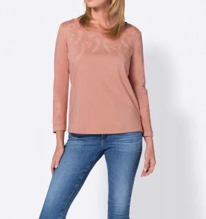 Jerseyshirt mit Stickerei apricot