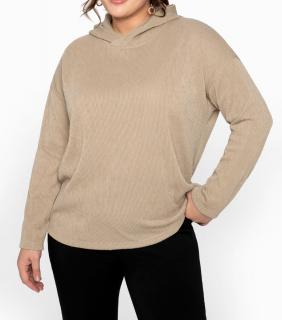 Kapuzen-Struktur-Sweatshirt camel