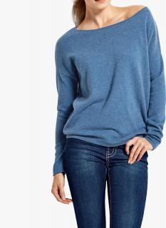 Kaschmir-Oversized-Pullover blau-meliert