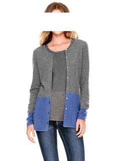 Kaschmir-Strickjacke grau-blau