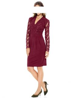 Kleid mit Spitze bordeaux Größe 38