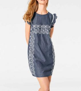 Kleid mit Stickerei blau