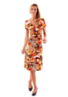 Kleid orange-gelb-braun