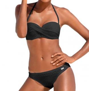 Kopie von Marken-Push-up-Bandeau-Bikini schwarz Gr. 38 B-Cup