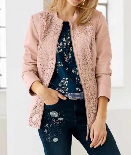 Lammnappalederjacke mit Cut-Outs puder