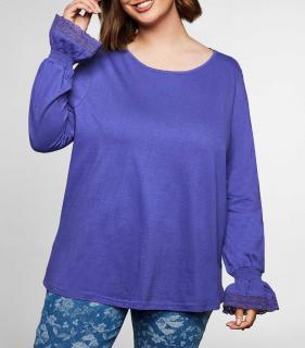 Langarmshirt mit Spitzeneinsatz violett