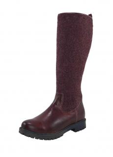 Leder-Filz-Stiefel bordeaux