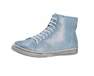 Leder-High-Top-Sneaker hellblau-metallic