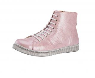 Leder-High-Top-Sneaker rosé-metallic