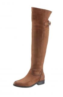 Leder-Overknee-Stiefel cognac