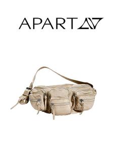 Leder-Schultertasche beige