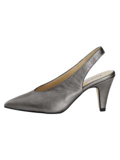 Leder-Slingpumps anthrazit-metallic