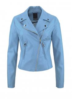 Lederimitat-Bikerjacke hellblau