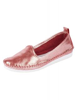 Lederslipper koralle-metallic