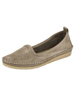 Lederslipper taupe-metallic