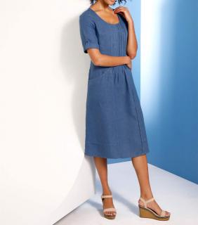 Leinen-Kleid jeansblau