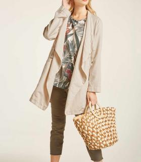 Leinen-Longjacke beige